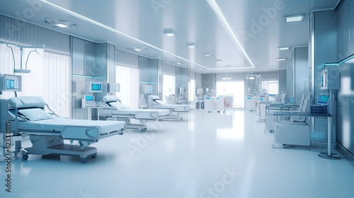 Tableau sur toile Healthcare Theme 3D Illustration of an Empty Emergency Room