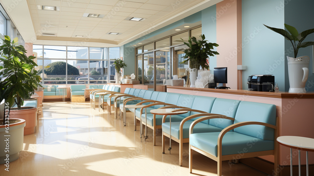 Fototapeta premium Clinical waiting room. Generative Ai