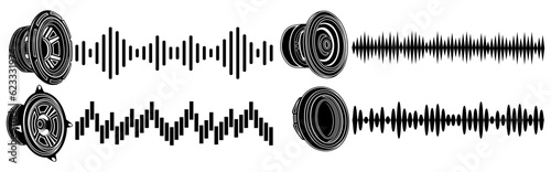 set speaker sound waves icon symbol. loudspeaker design vector illustration	