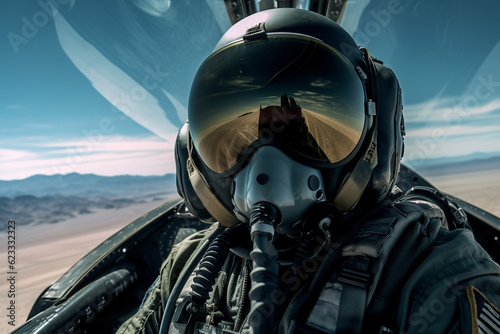 fighter pilot seen from inside the cockpit