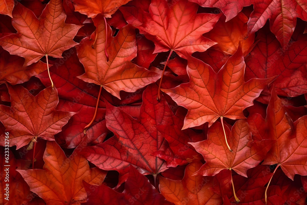 Wine red autumn leaves texture, fall nature background,  AI Generative