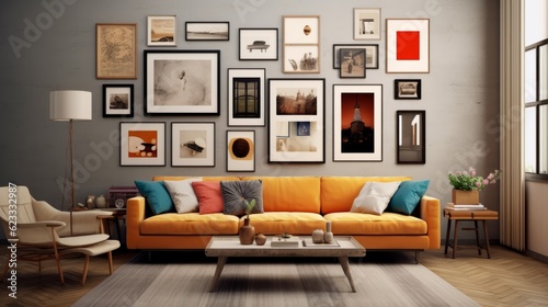 Fotografiet modern creative living room interior design backdrop ideas concept house beautif