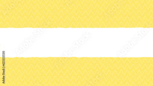 3分割した白いコピースペースと黄色いシェブロン柄の背景 - おしゃれな手書きフレーム - 16:9
