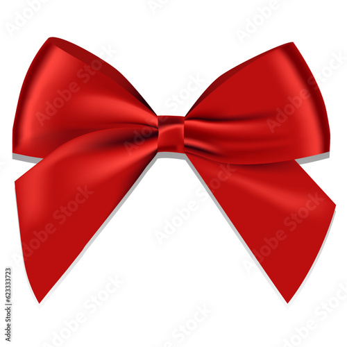 Realistic shiny satin red bow vector for decorate your greeting card brochure or website isolated on white background