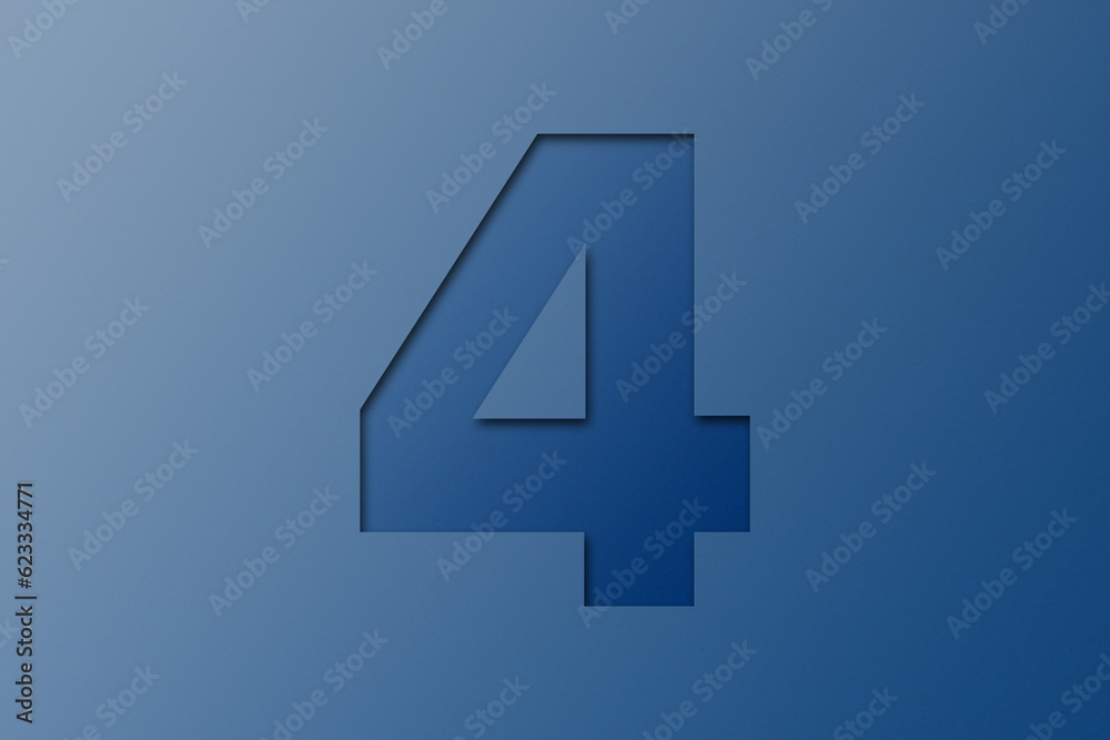 Obraz premium blue paper type paper font number 4