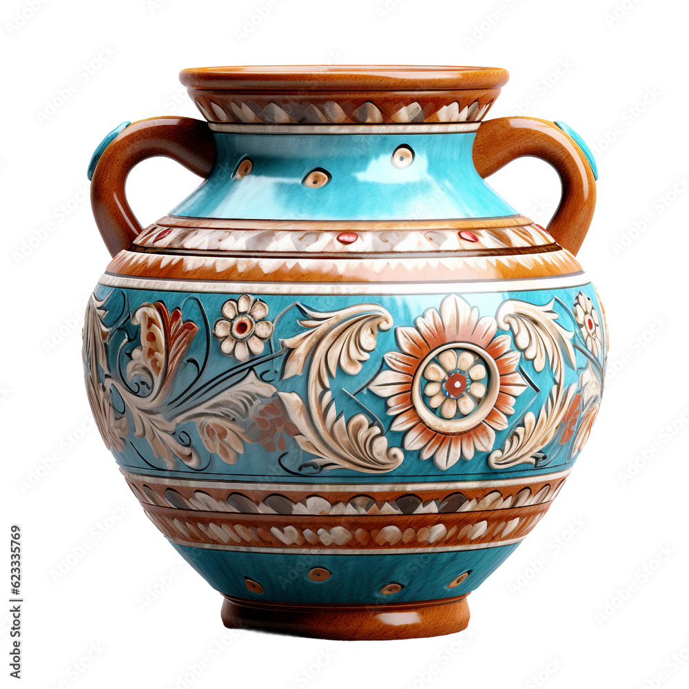 Decorative pottery. isolated object, transparent background