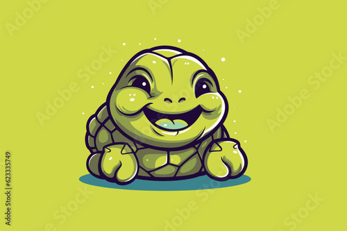 Cute turtle cartoon vector illustration. Cute turtle character icon.