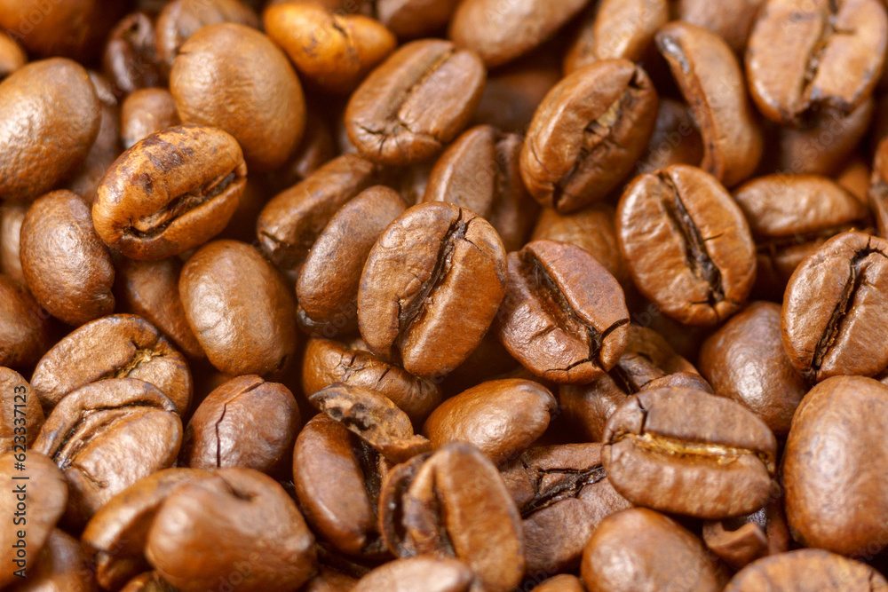 Roasted coffee beansl, coffee industry. Scene of coffee beans. Texture Roasted coffee beansl, coffee industry. Scene of coffee beans. Texture