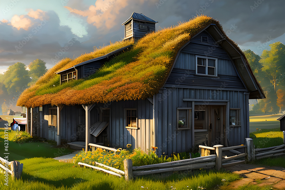 Fototapeta premium old farm house, generative ai, 생성형, 인공지능