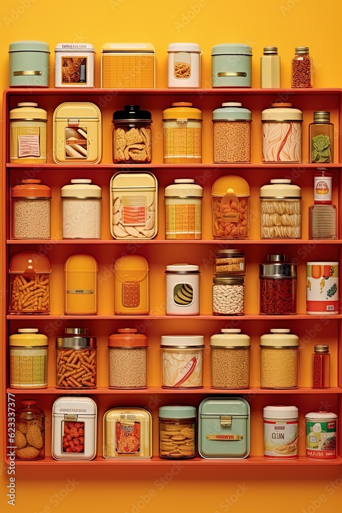 shelves with bottles of spices