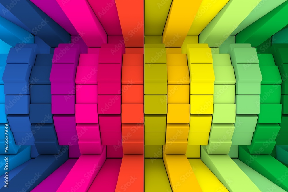 Fototapeta premium Colorful boxes abstract background 3D render illustration