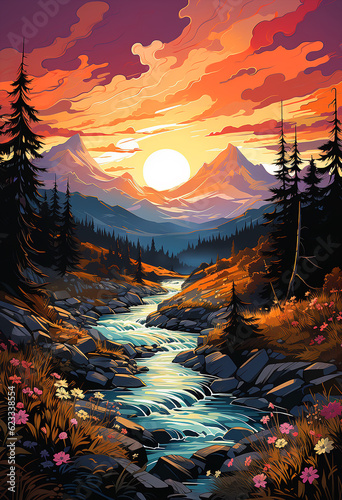 mountains landscape sunset