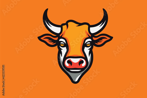 Bull head mascot logo design vector template. Farm animal head vector illustration.