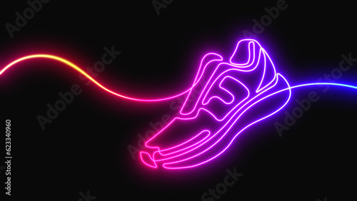 Neon sneakers. Shoes for sports and fitness. Shoe advertising .illustration .