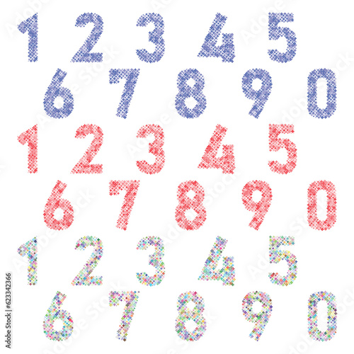 The number one to zero with the colorful flower in vector style and design. Collection of number one, two, three, four, five, six, seven, eight, nine and zero can make or use in all element.