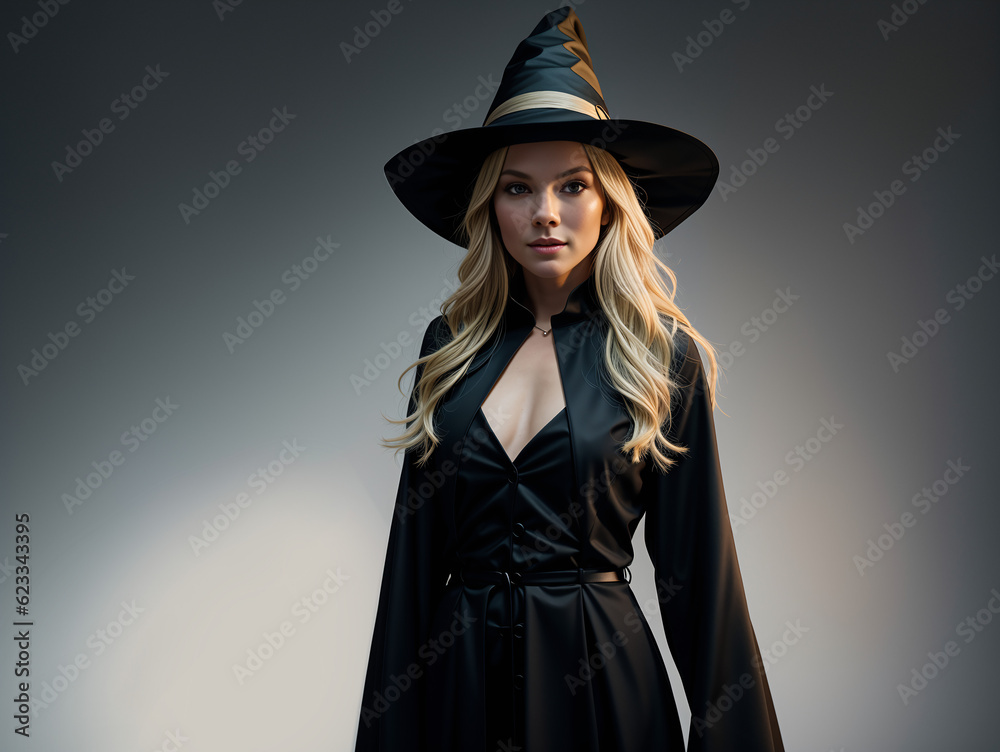 Fototapeta premium Blonde haired woman in witch costume