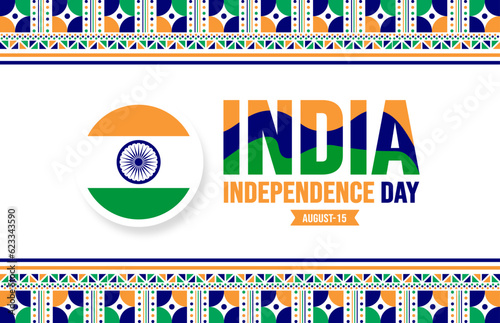 15 August India Independence day background template. Holiday concept. background, banner, placard, card, and poster design template with text inscription and standard color. vector illustration.