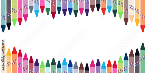 Crayon Back to School Colorful School Crayons Illustration Drawing Coloring Pencils Border Transparent Background Template