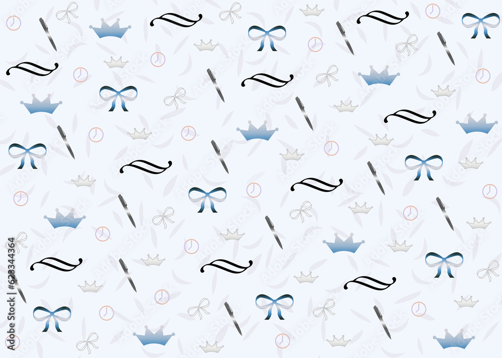 Bows and Crowns Blue pattern Bows and Crowns Blue pattern