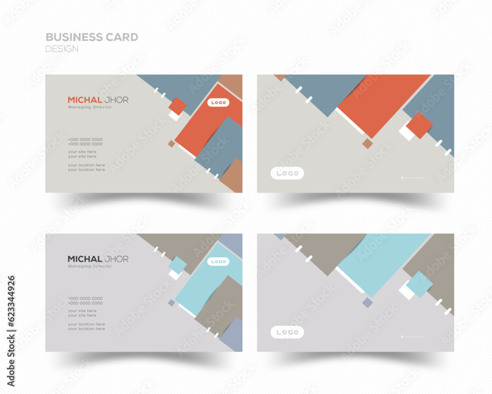 Pastel theme business card template in two color variations.