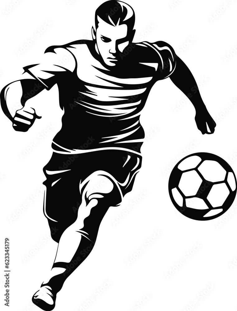 Soccer player Logo Monochrome Design Style