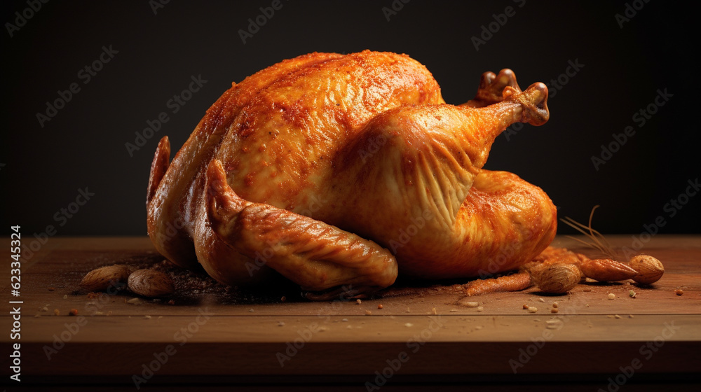 roasted chicken on a wooden table HD 8K wallpaper Stock Photographic Image roasted chicken on a wooden table HD 8K wallpaper Stock Photographic Image