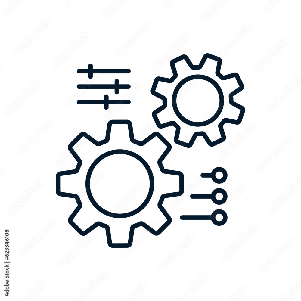 Gears. Technical settings concept. Vector icon isolated on white background. Gears. Technical settings concept. Vector icon isolated on white background.