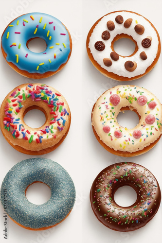 different donut variants on white background illustration