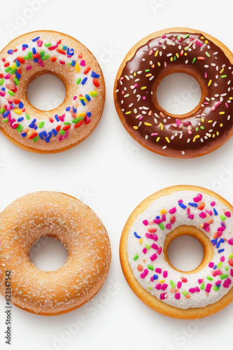 different donut variants on white background illustration