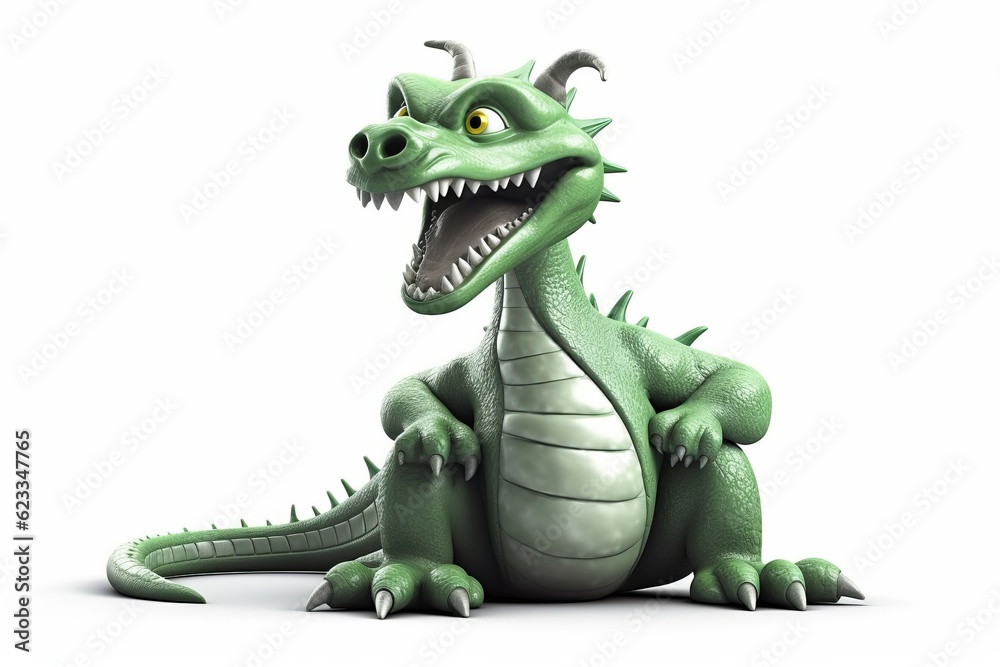 Fototapeta premium Green dragon, mythological creature, new year 2024. Generative AI