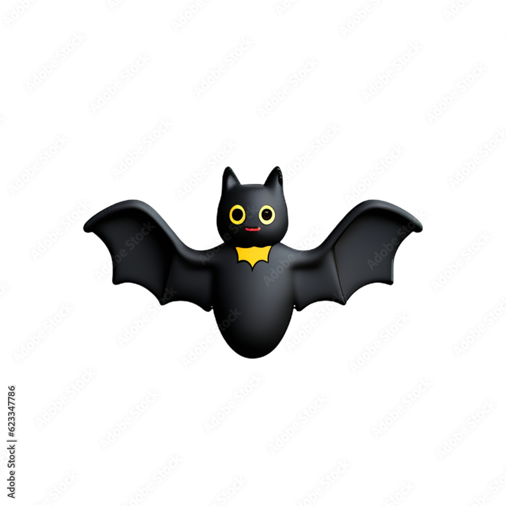 Bat cartoon for halloween black bat plastic cartoon low poly 3d icon on white background. Bat cartoon for halloween black bat plastic cartoon low poly 3d icon on white background.