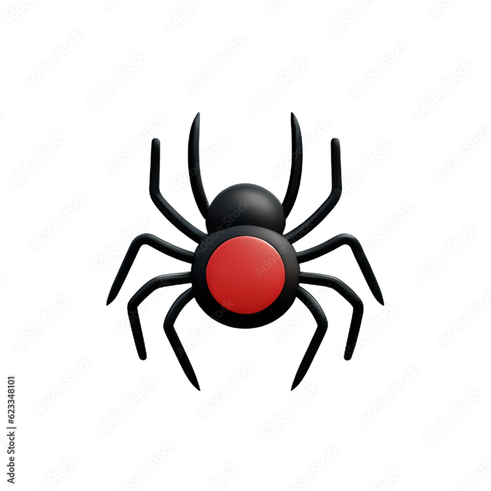 Obraz premium Spider cartoon for halloween Flying Scary spider&nbsp;plastic cartoon low poly 3d icon on white background