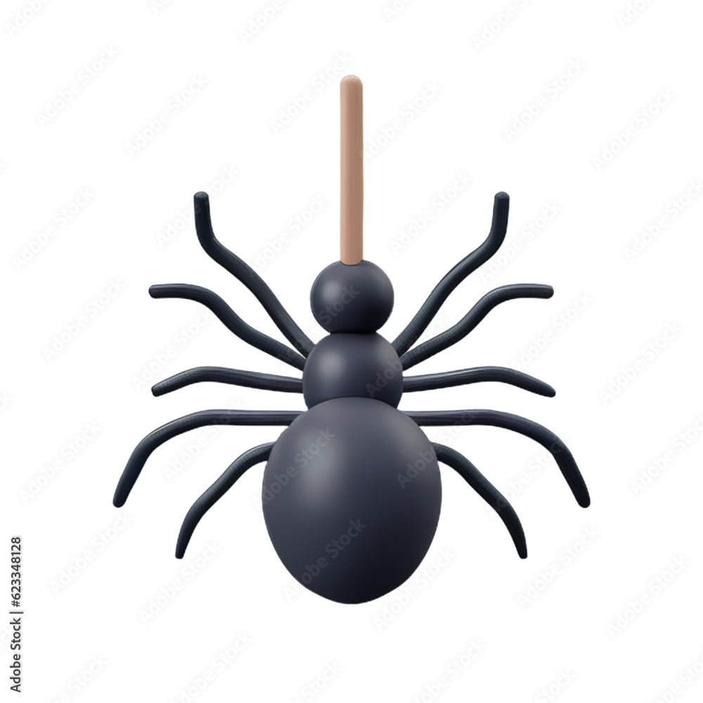 Spider cartoon for halloween Flying Scary spider plastic cartoon low poly 3d icon on white background Spider cartoon for halloween Flying Scary spider plastic cartoon low poly 3d icon on white background