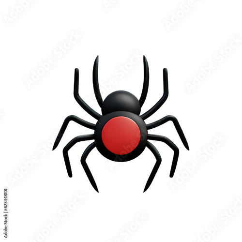 Spider cartoon for halloween Flying Scary spider plastic cartoon low poly 3d icon on white background