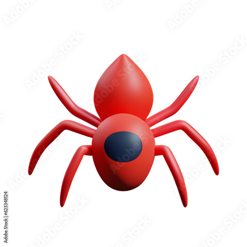 Spider cartoon for halloween Flying Scary spider plastic cartoon low poly 3d icon on white background