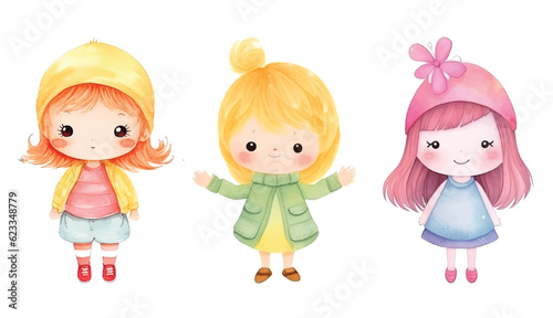 Cute little girls watercolor paint