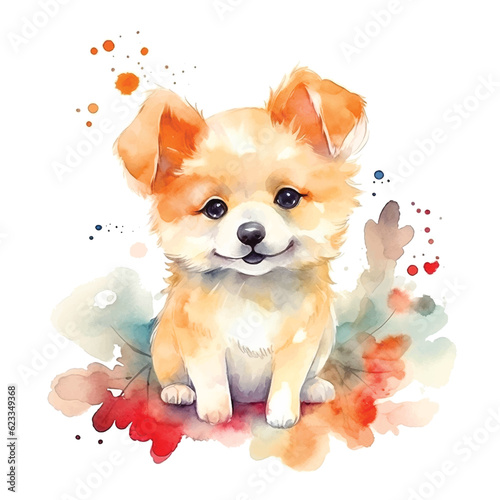  Cute dog watercolor paint