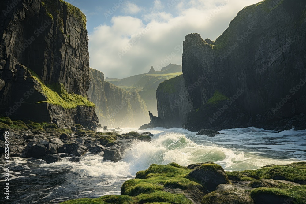 Landscape Photography of Breathtaking Coastal Cliffs, Generative AI