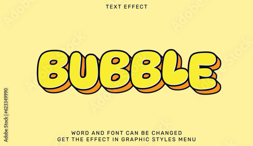 Bubble text effect in 3d style. Text emblem for advertising, branding, business logo