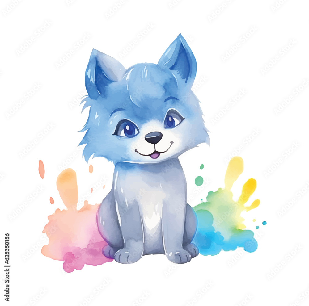 Cute little wolf watercolor paint Cute little wolf watercolor paint