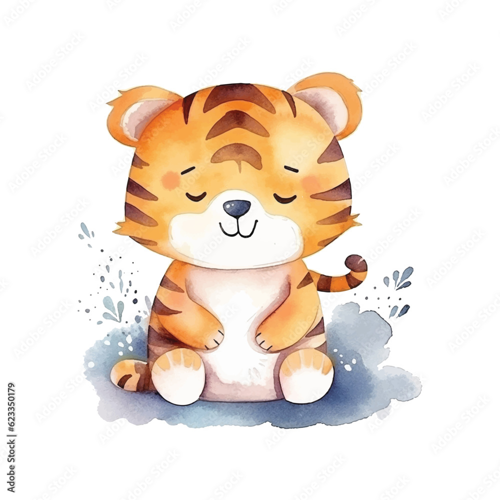 Cute little tiger watercolor paint Cute little tiger watercolor paint