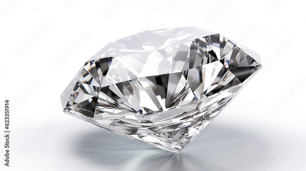 Large Clear Diamond with reflection Dazzling diamond on white background. Large Clear Diamond with reflection Dazzling diamond on white background.