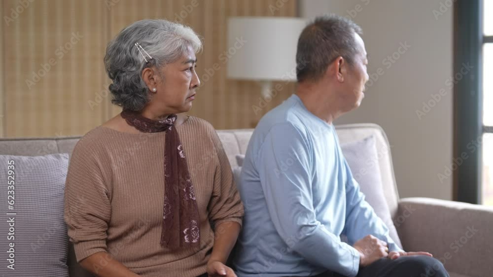 Upset senior couple fight and ignoring each other at home Upset senior couple fight and ignoring each other at home