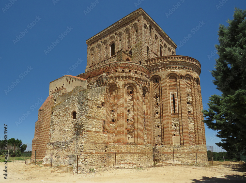 Church of Santa Maria de Gomez Roman. Arevalo. Spain. Mudejar art (13 century).
View of the apses and the tantern tower decorated with traditional blind arches. 