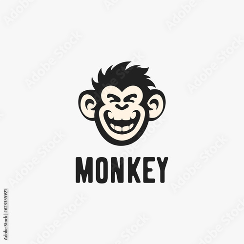 monkey head logo design template vector icon illustration
