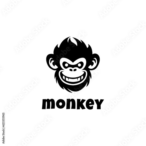 monkey head logo design template vector icon illustration