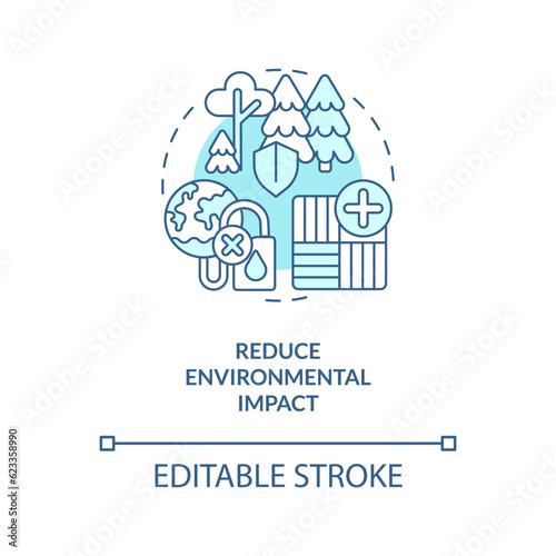 2D editable reduce environmental impact icon representing vertical farming and hydroponics concept, isolated vector, thin line illustration.