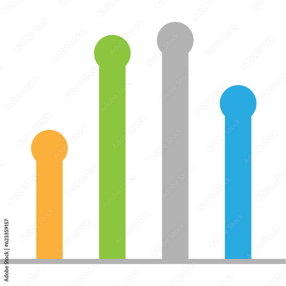 Business graph icon, Color object statistics finance presentation, Flat success report symbol.