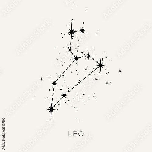 Star constellation zodiac leo line black white vector