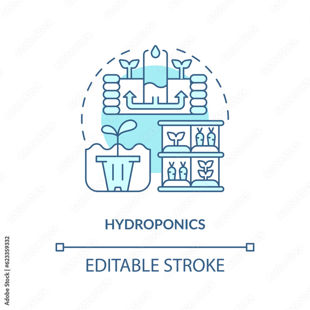 2D editable hydroponics icon representing vertical farming concept, isolated vector, thin line illustration. 2D editable hydroponics icon representing vertical farming concept, isolated vector, thin line illustration.